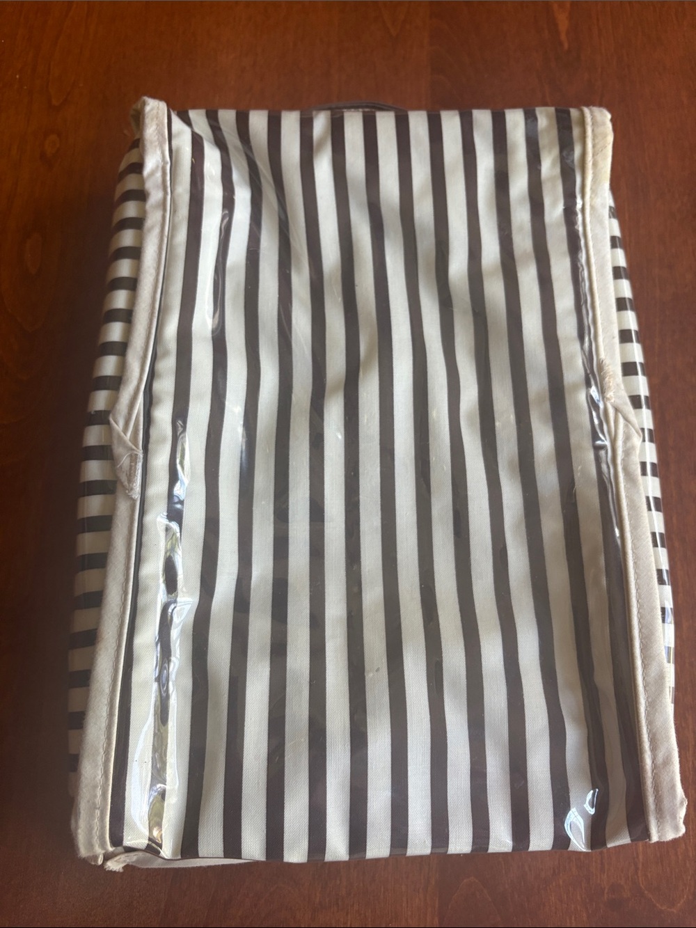 Vintage Henri Bendel Iconic Brown Striped Cosmetic Bag - Picture 2 of 8